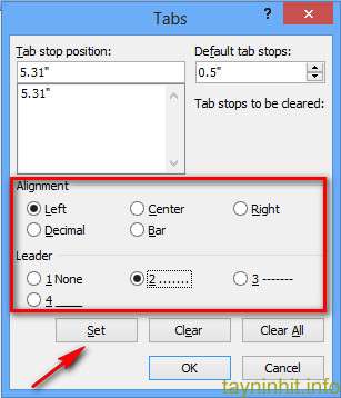 Cách canh Tab trong Word