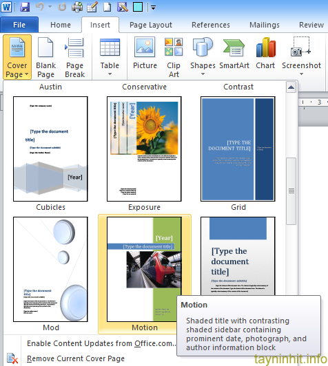 Tạo khung trang bìa Word 2007, 2010, 2013