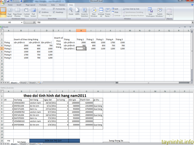 Mở nhiều bảng tính Excel cùng một lúc Excel 2007, 2010