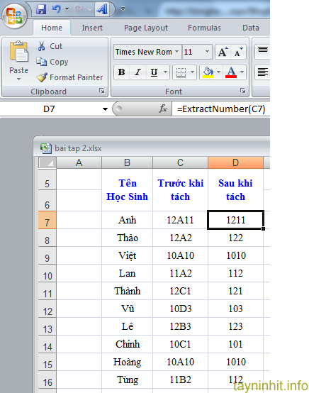 Tự viết hàm tách số ra khỏi chuỗi Excel 2007, 2010, 2013