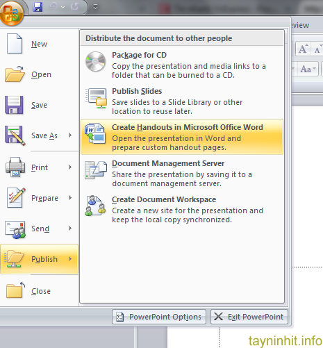 Cách chuyển PowerPoint sang Word 2007, 2010
