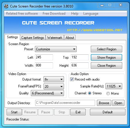 Công cụ quay phim màn hình máy tính Cute Screen Recorder