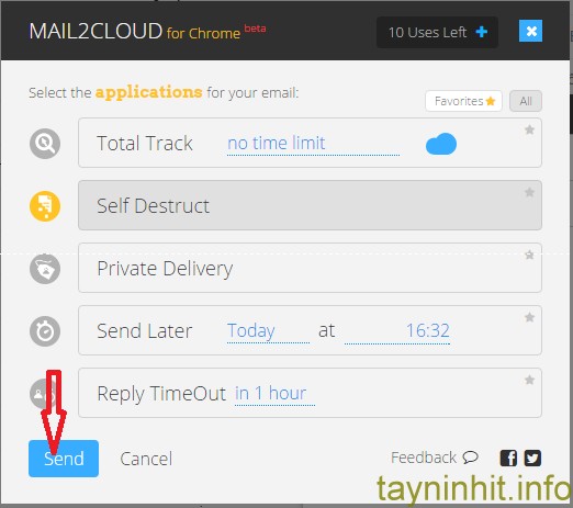 Cách gởi Mail và tự hủy nội dung trong 5 phút
