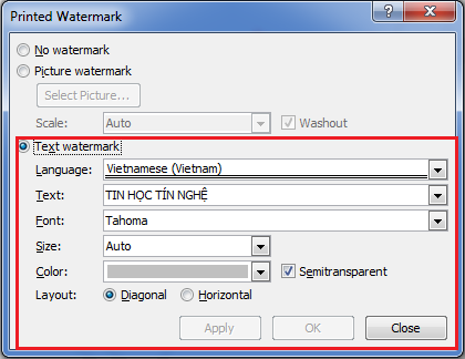 Tạo watermark cho tài liệu Word 2007, 2010