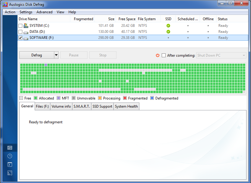 Chống phân mảnh ổ cứng máy tính bằng Auslogics Disk Defrag