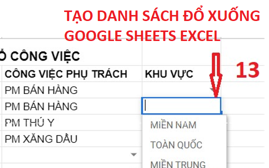 Cách tạo danh sách xổ xuống trên Google Sheets Excel