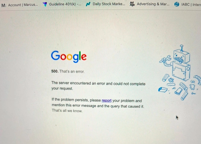 Google sập trên toàn cầu