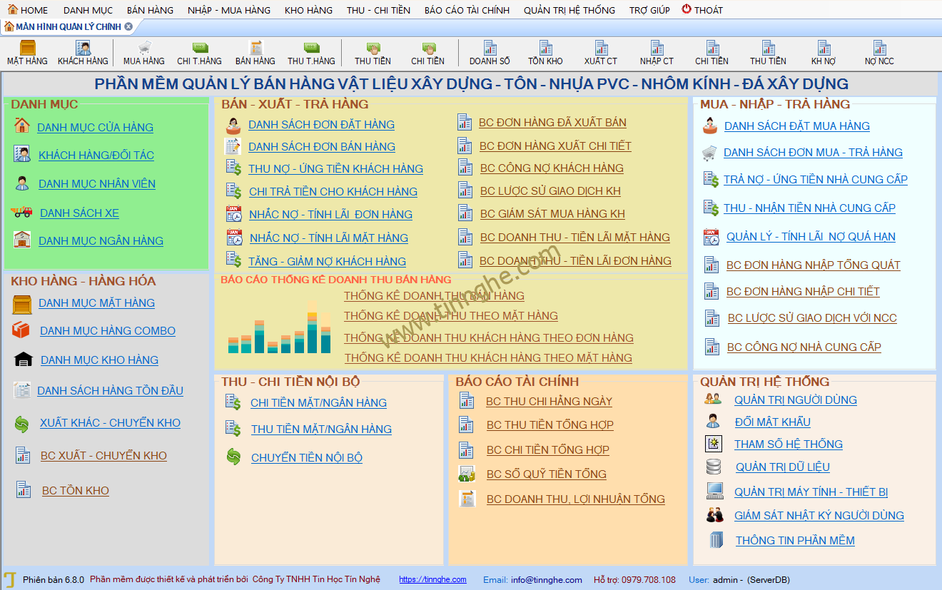 Phần mềm bán hàng chuyên Nhựa PVC, Tôn, Tole, Nhôm kính và đá